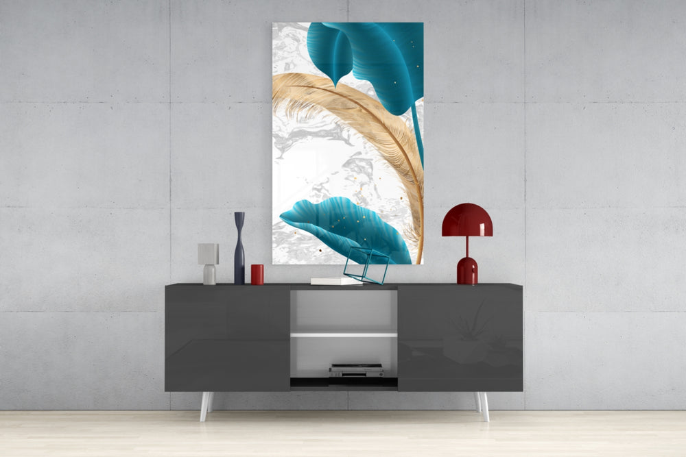 Turquoise Leaves panel catching gallery light to reveal its tactile filigree