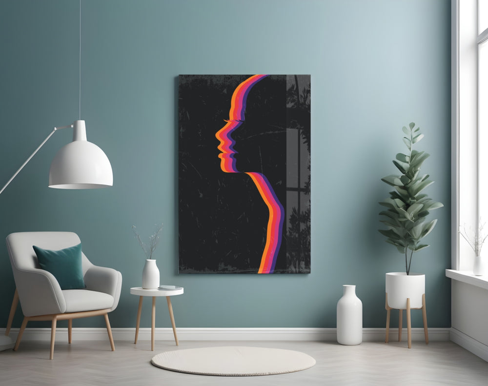 Night Filter glass wall art styled above a desk in a teen room