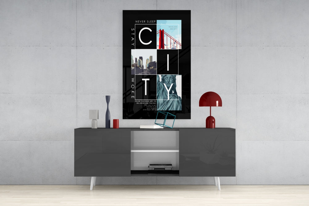 City panel catching gallery light to reveal its tactile gloss