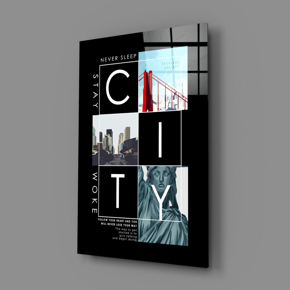 Cityscape-poster panel bringing cosmopolitan drama to a contemporary living space