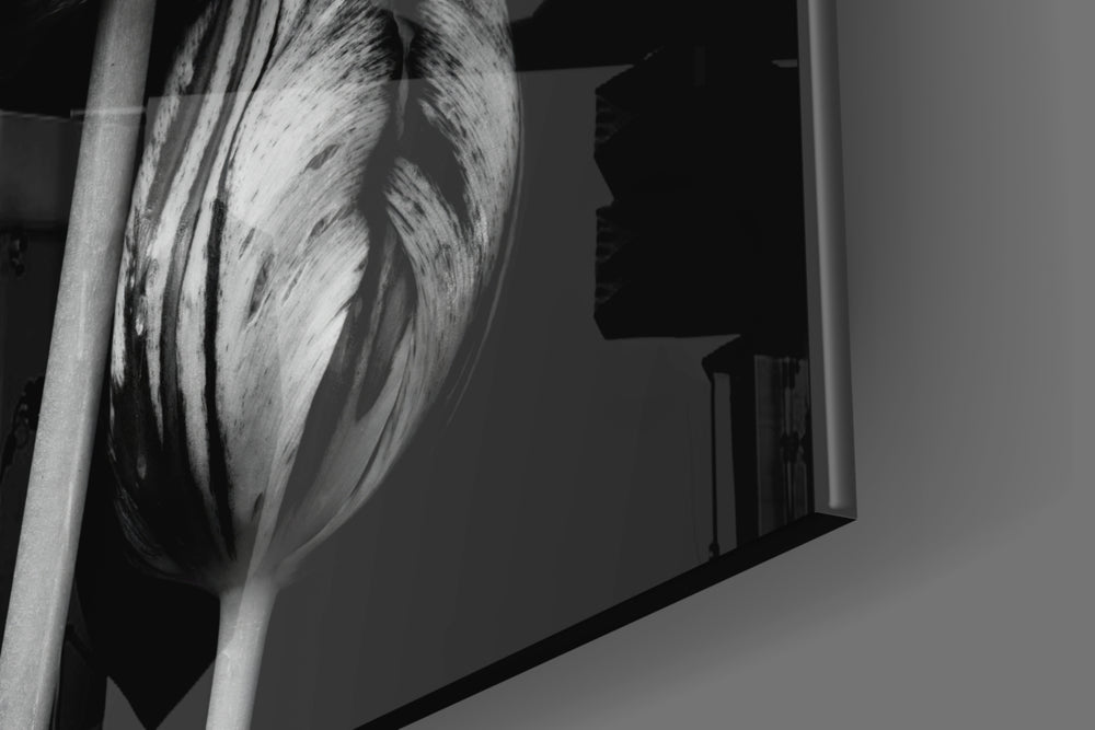 Black and White Flowers artwork anchoring a wall with moody romantic palette
