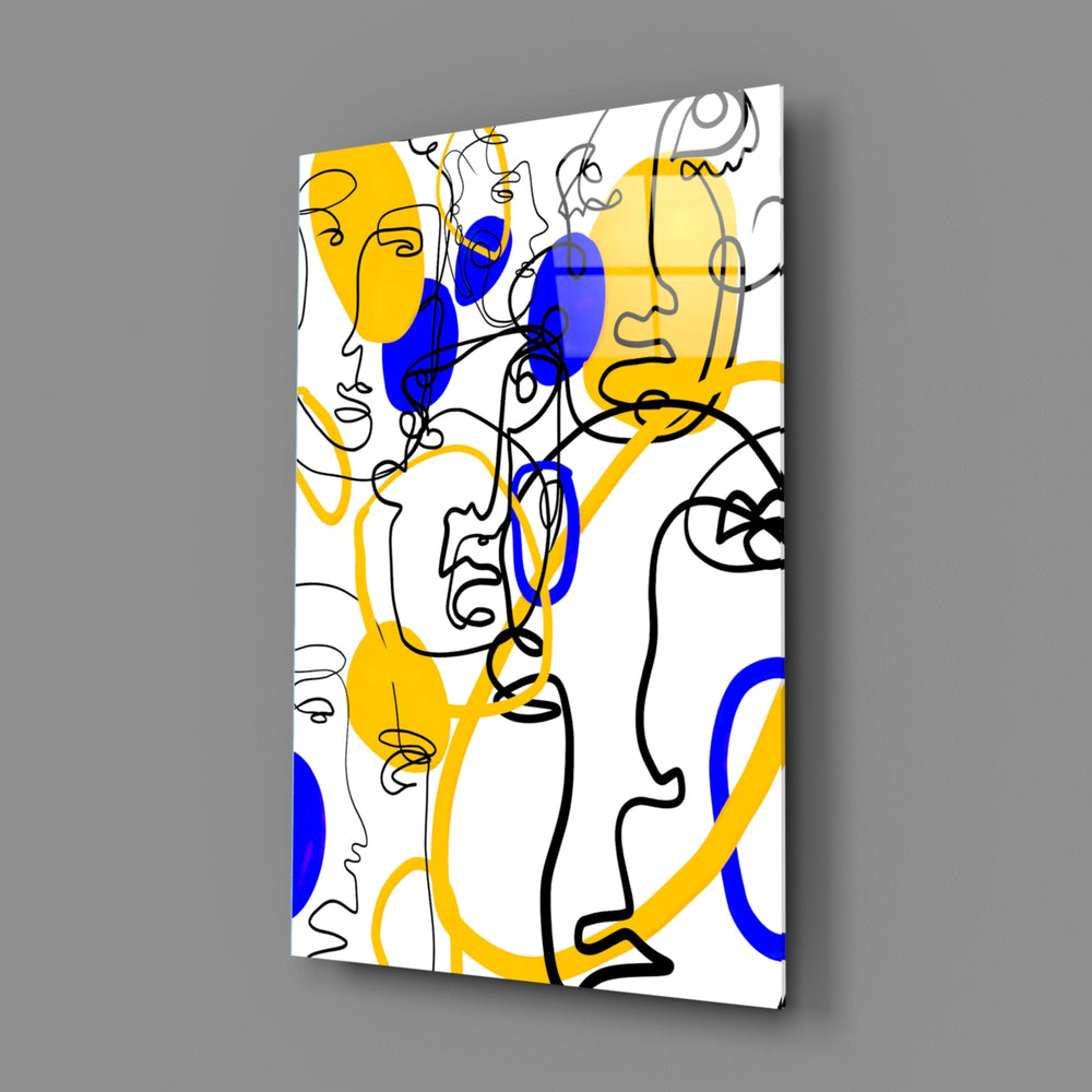 Abstract Faces Glass Wall Art.