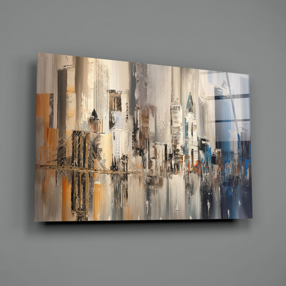 Dripping-skyline panel bringing cosmopolitan drama to a contemporary living space