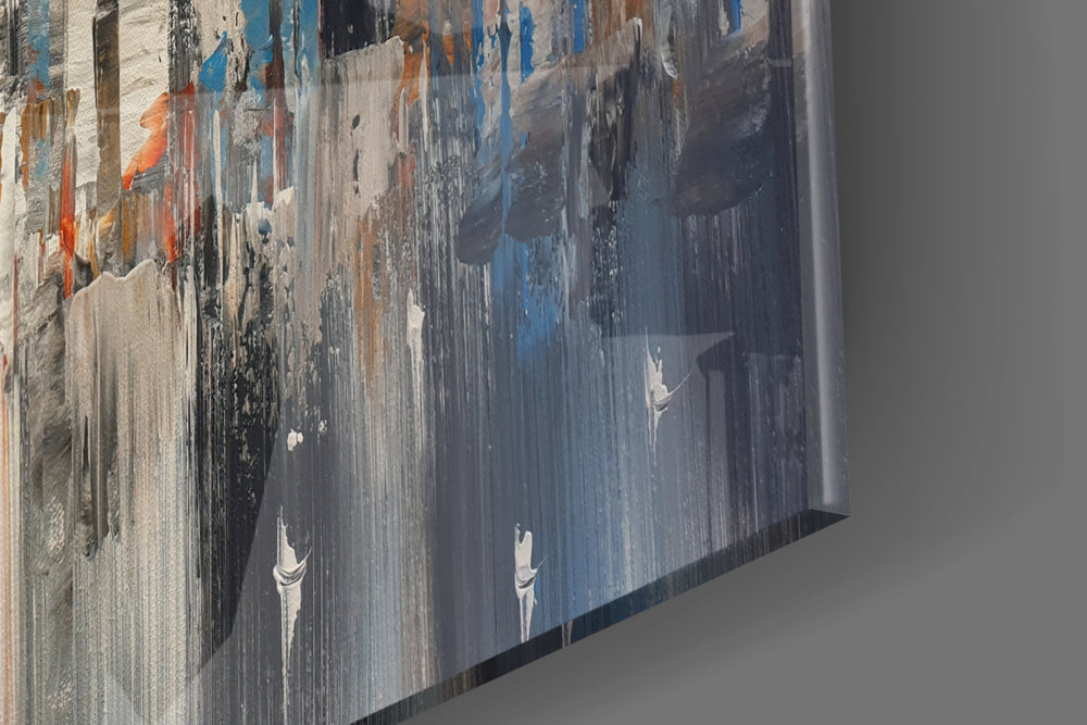 Abstract City artwork anchoring a wall with bold cosmopolitan palette
