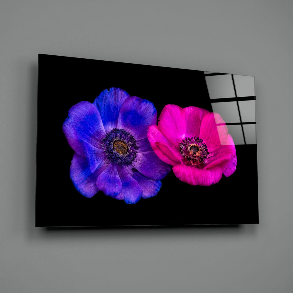 Anemone-pair panel bringing botanical drama to a contemporary living space