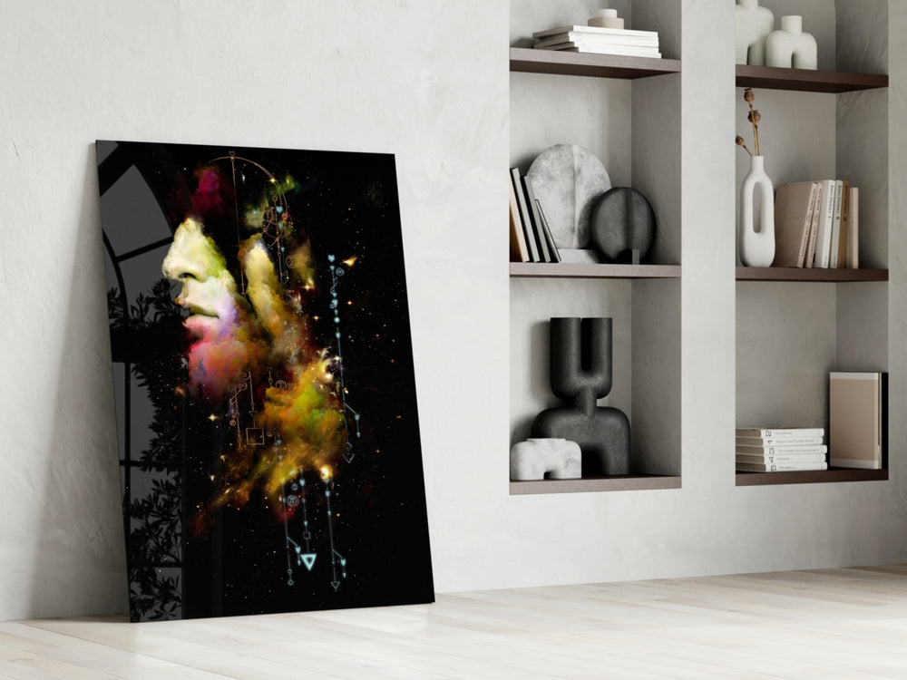 Thought glass print enhancing a teen room with cosmic spirit