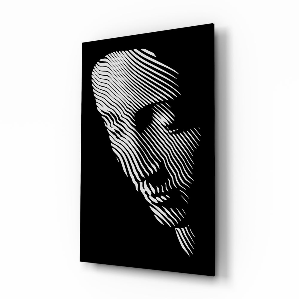Contemplation glass wall art displayed above a console in a designer interior
