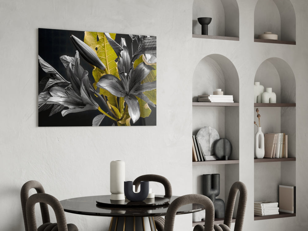 Flowers panel adding quiet-bloom mood to a study