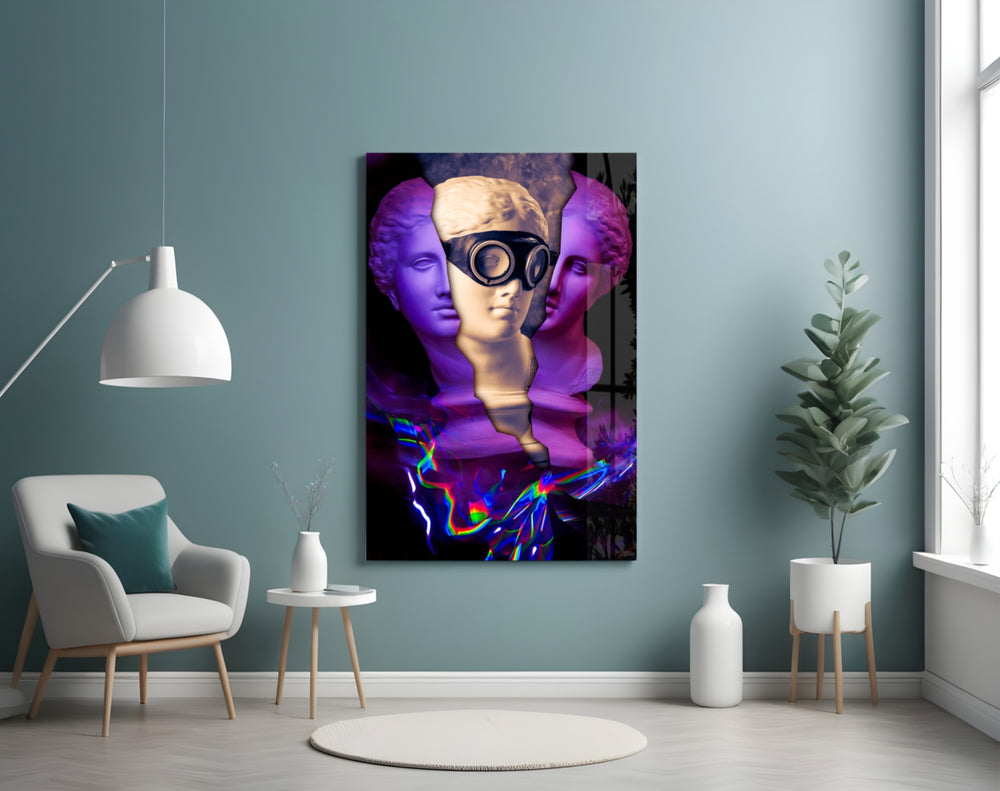 Modern Sculpture glass wall art styled above a desk in a teen room