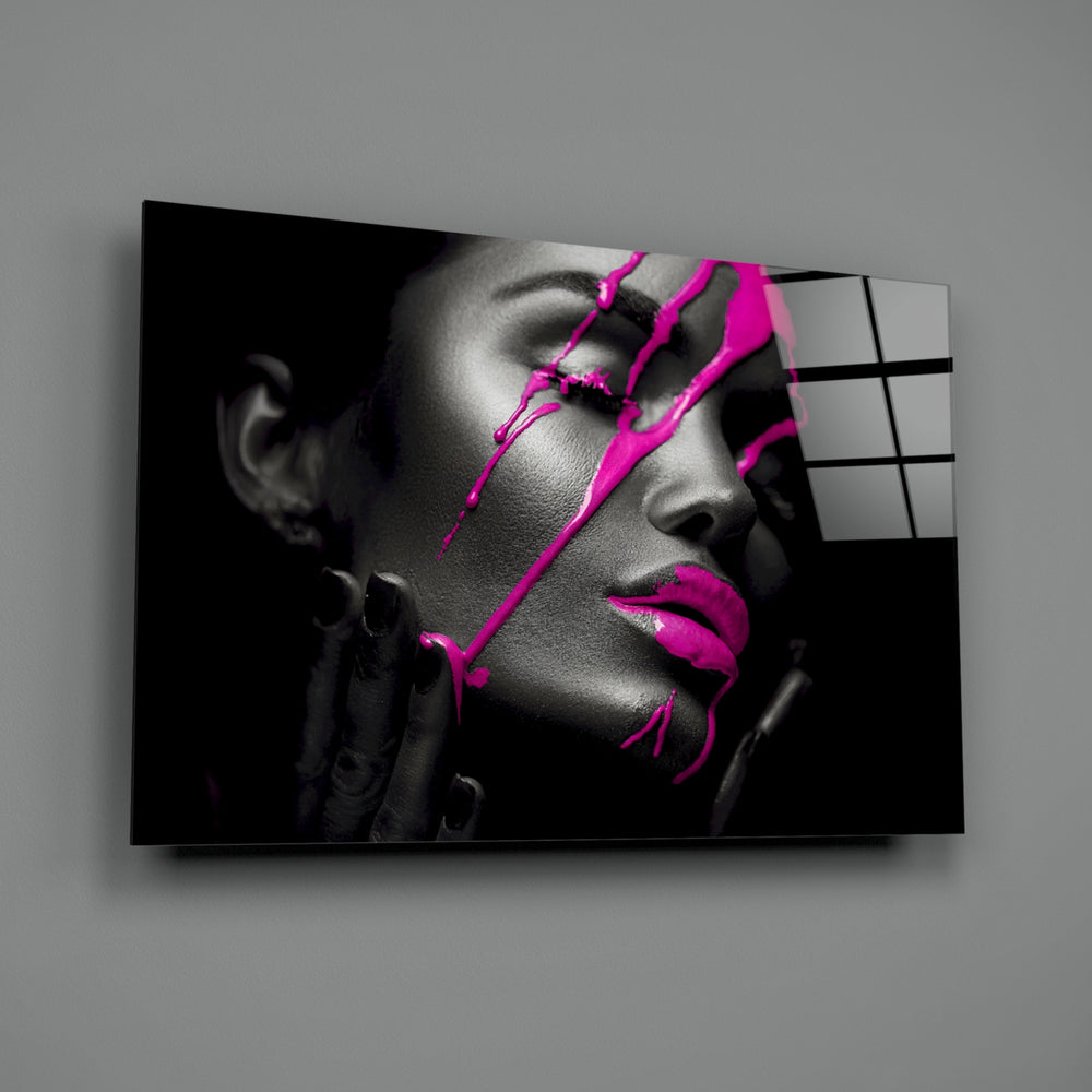 Magenta-paint panel bringing editorial drama to a contemporary living space