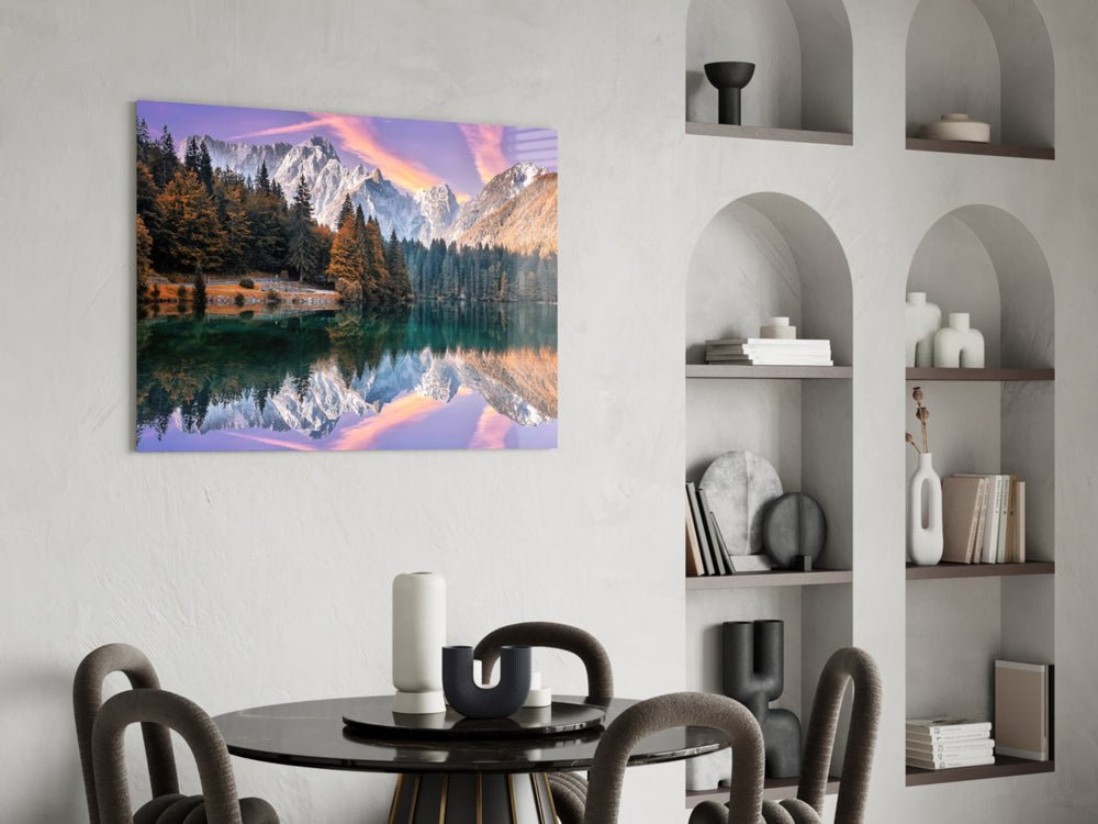 Lake Fusine panel adding restful mood to a bedroom