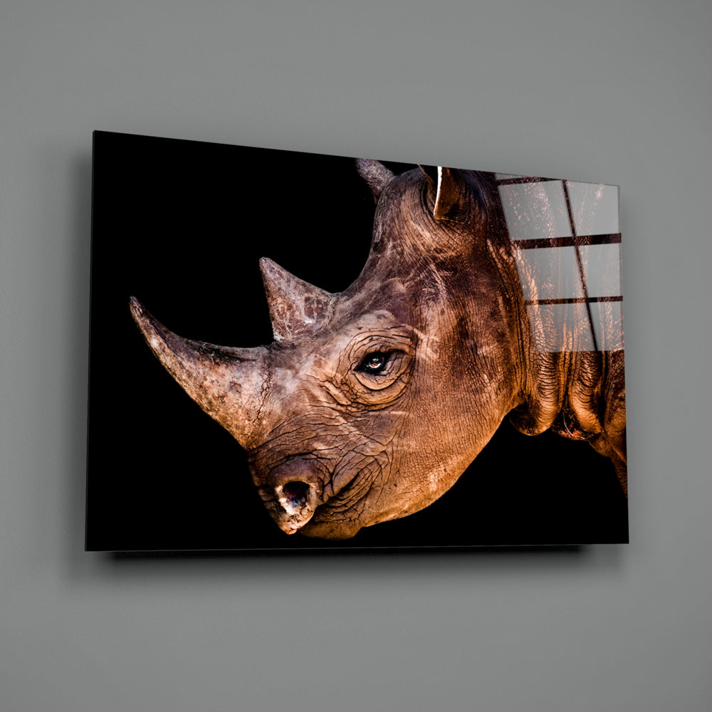 Bronze-rhino panel bringing wildlife drama to a contemporary living space
