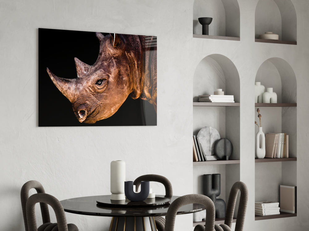 Rhino panel adding statement mood to a man's office