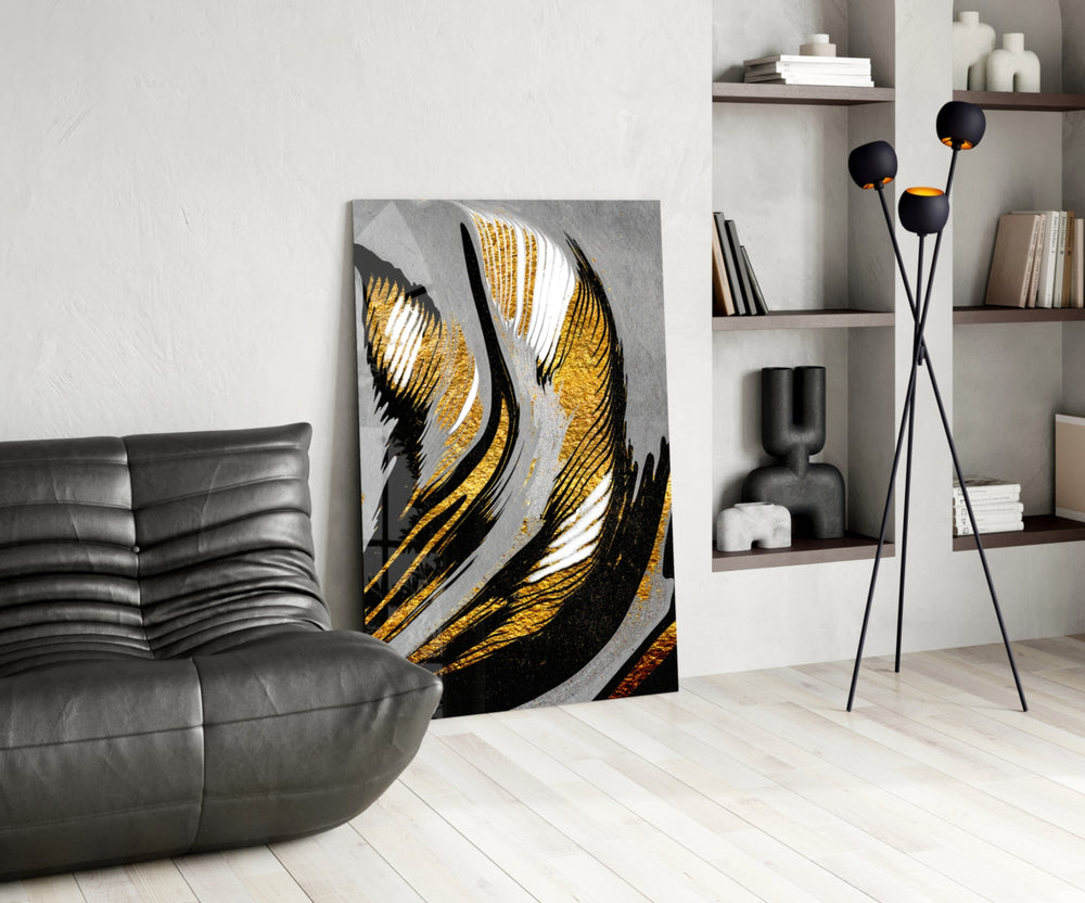 Gold Wave panel adding luxury mood to a foyer
