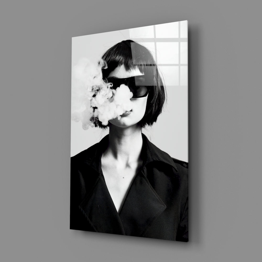 Noir-portrait panel bringing editorial drama to a contemporary living space