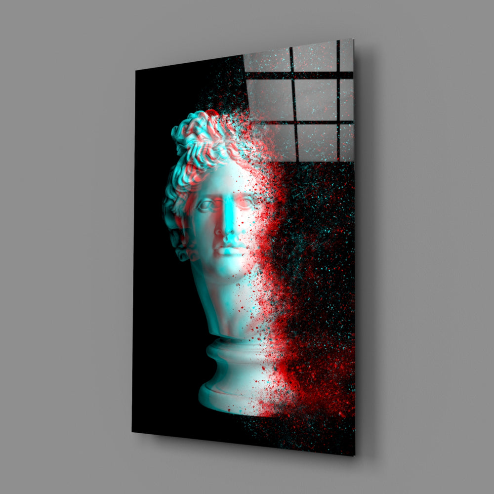 Glitch-classical panel bringing vaporwave drama to a contemporary living space