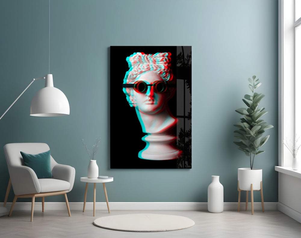 Goggle Apollo glass wall art styled above a desk in a teen room