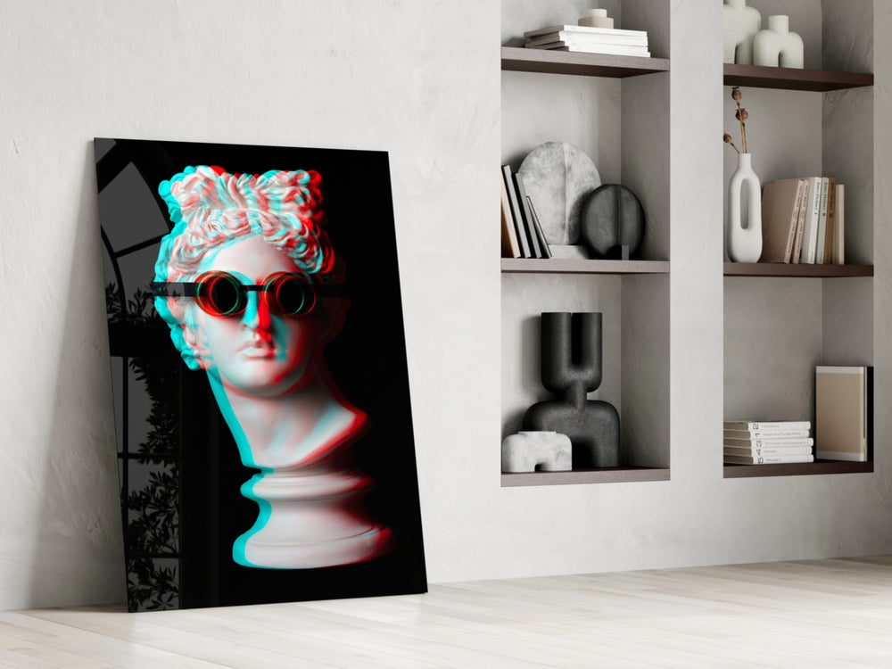 Goggle Apollo glass print enhancing a foyer with editorial drama