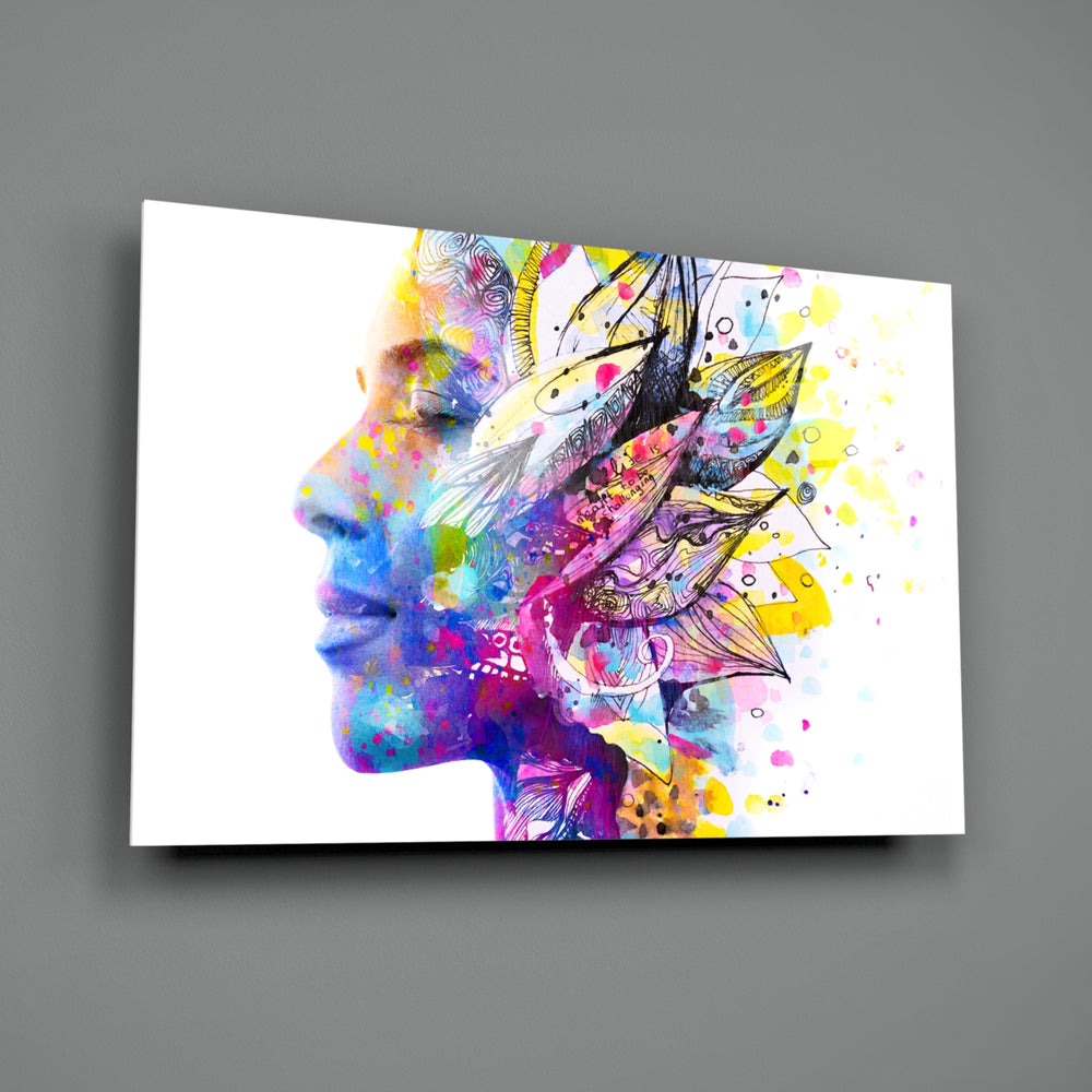 Watercolor-feather panel bringing dreamy drama to a contemporary living space