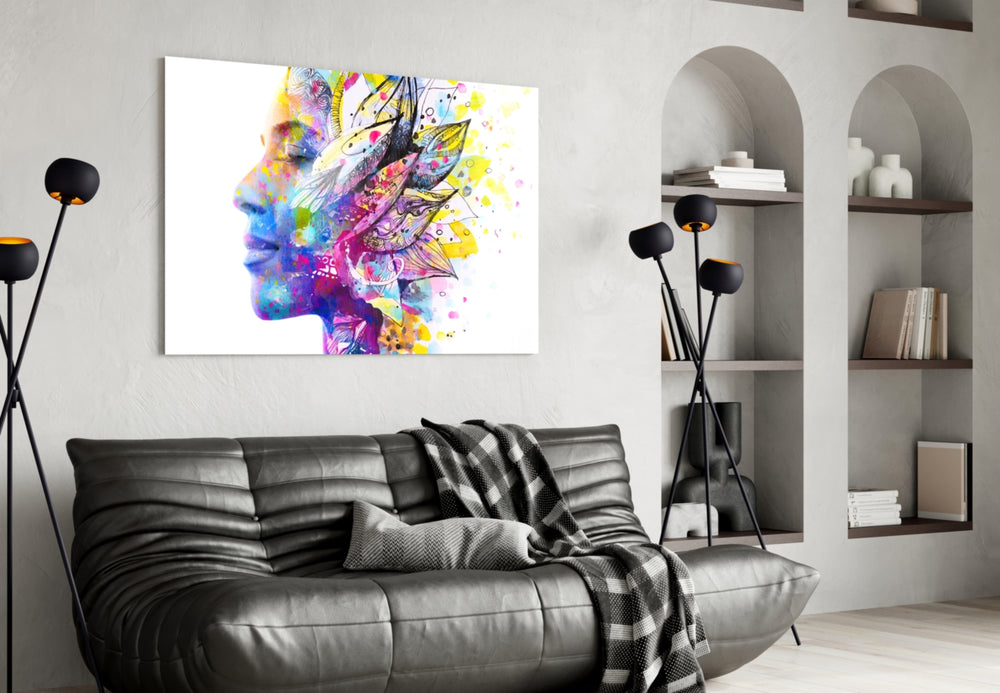 Dreamer glass wall art styled above a desk in a girl's room