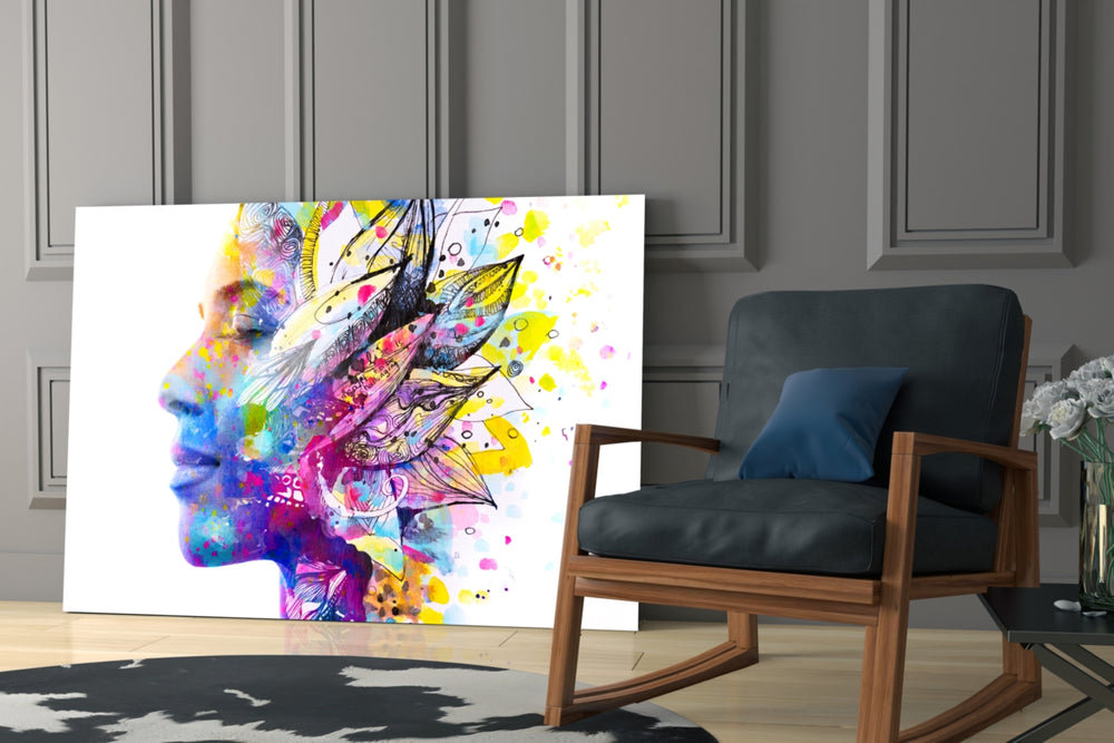 Dreamer glass print enhancing a foyer with editorial drama