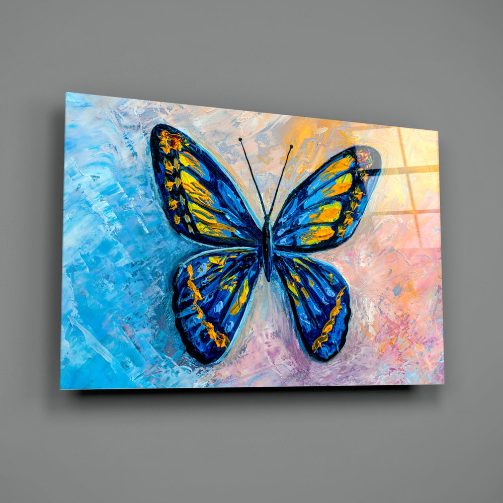 Impasto-butterfly panel bringing joyful drama to a contemporary living space