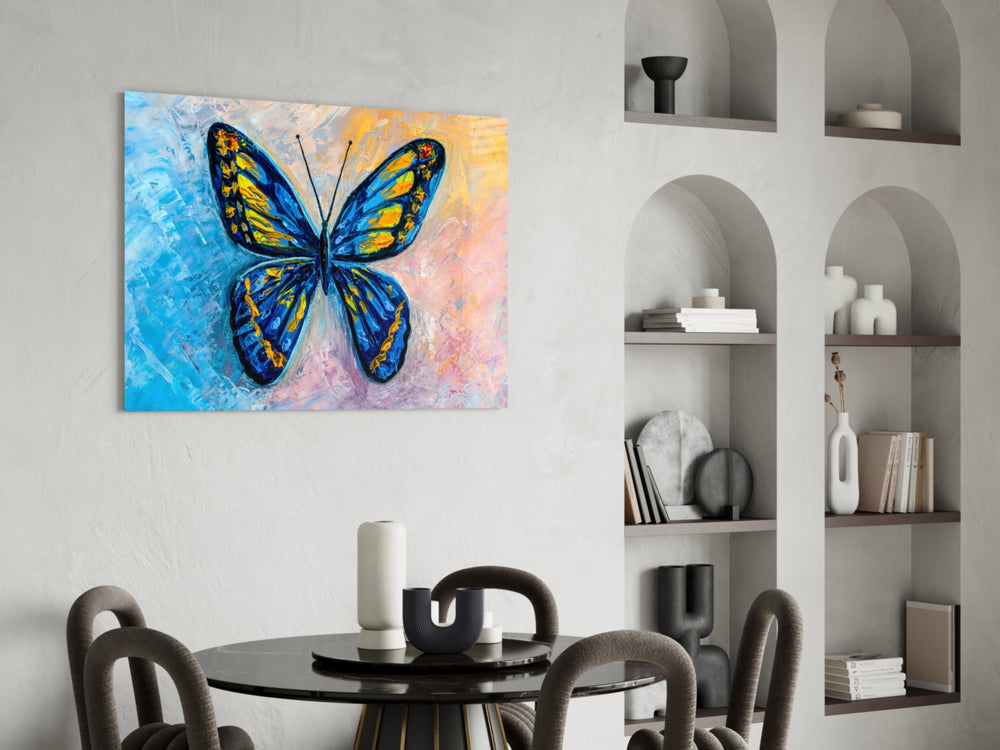 Butterfly panel adding vibrant mood to a girl's room