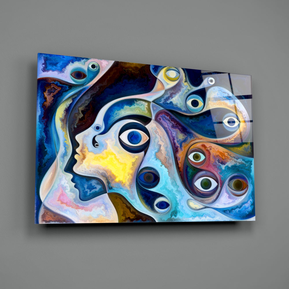 Cubist-surreal panel bringing mystical drama to a contemporary living space