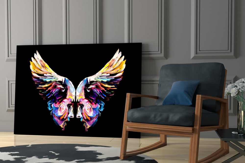 Wings glass print enhancing a foyer with editorial drama