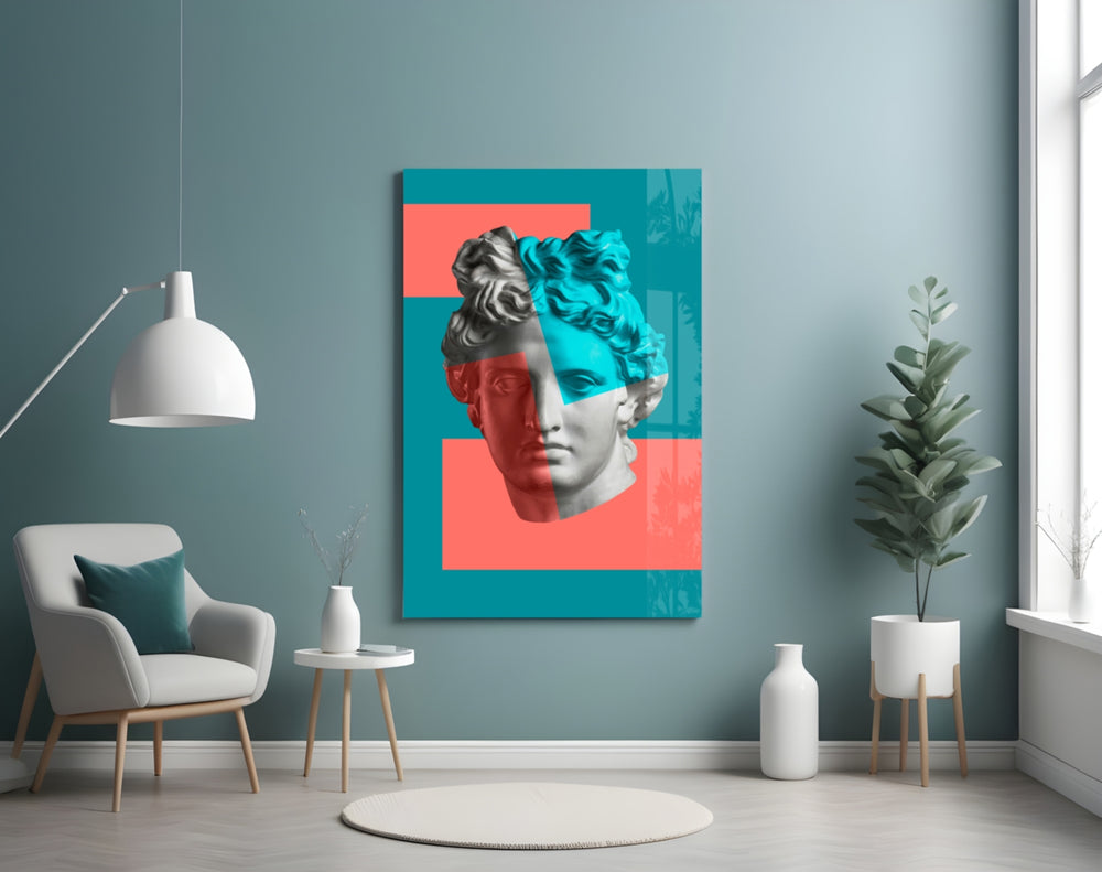 Apollo Memphis glass wall art styled above a desk in a teen room