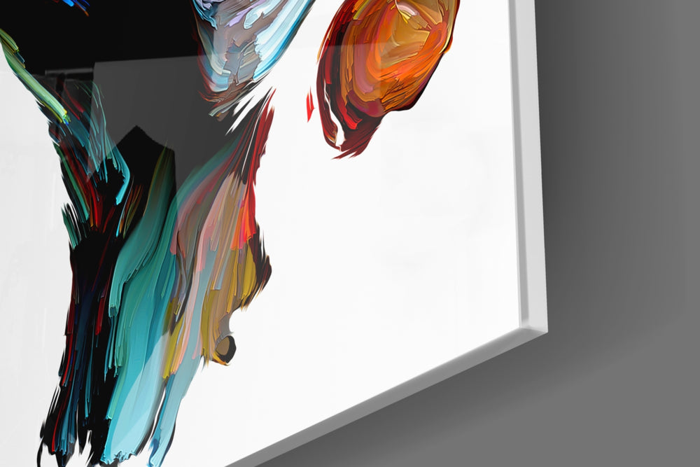 Painted Profile artwork anchoring a wall with bold expressive palette