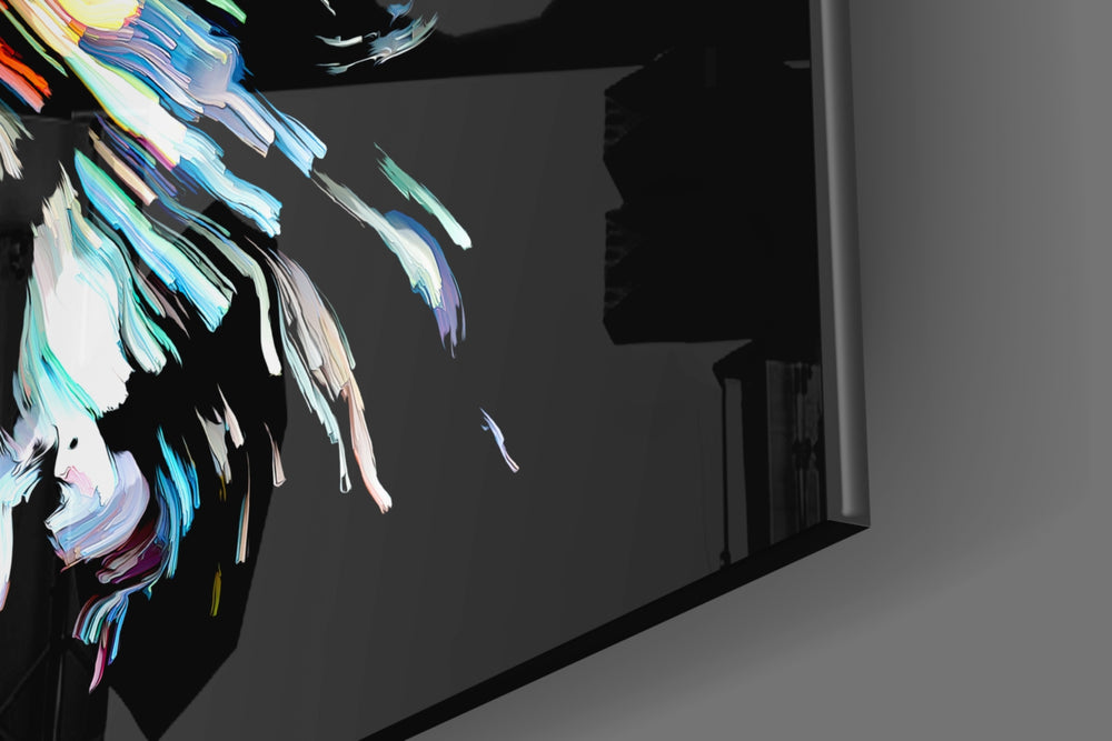 Ecstasy artwork anchoring a wall with bold emotive palette