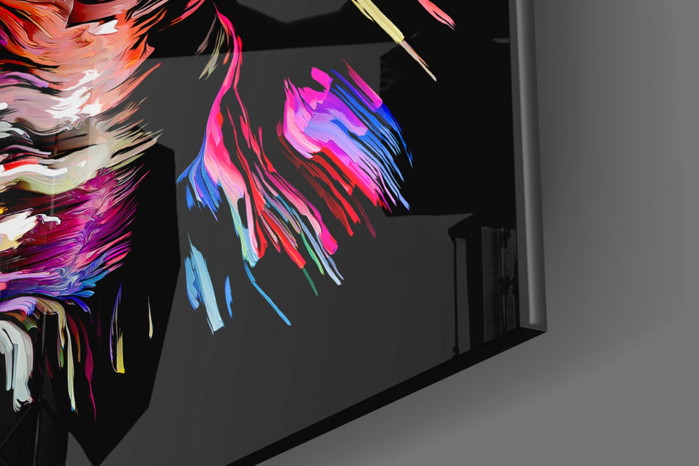 Burning Soul artwork anchoring a wall with bold fiery palette