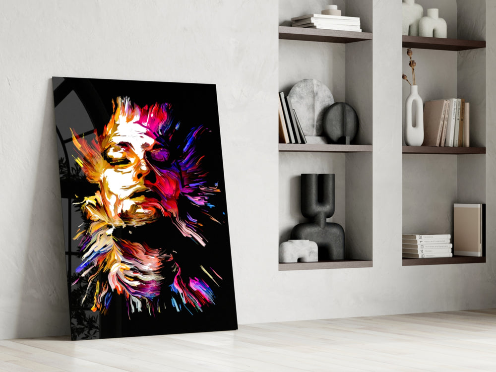 Burning Soul glass print enhancing a foyer with editorial drama