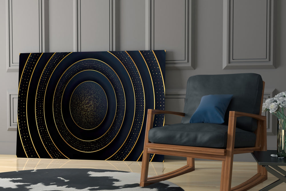 Gold Ripple glass print enhancing a man's office with cinematic drama