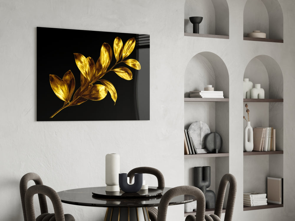 Gold Branch panel adding luxury mood to a dining room