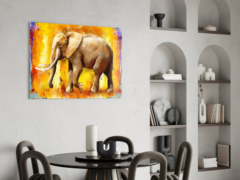 Painted Elephant panel adding safari mood to a child's room