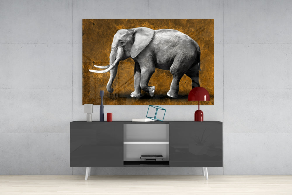 Amber Elephant panel catching low light to reveal its tactile fold