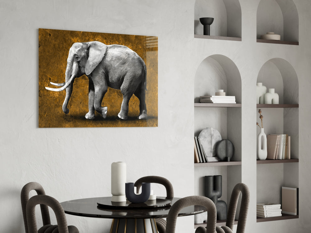 Amber Elephant panel adding safari mood to a study