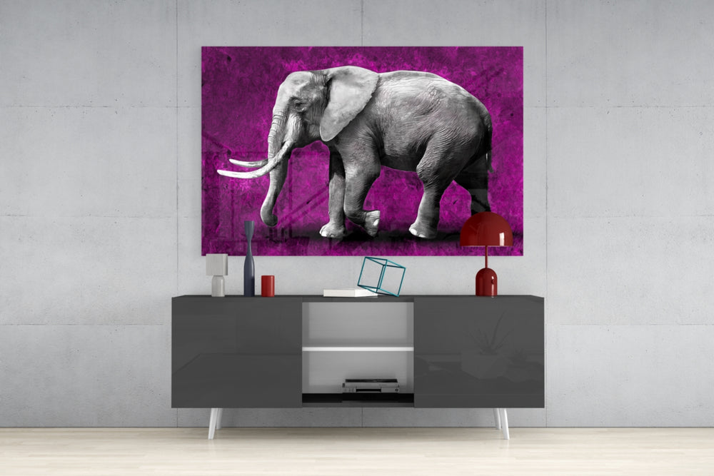 Magenta Elephant panel catching gallery light to reveal its tactile fold