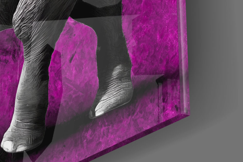 Magenta Elephant artwork anchoring a wall with bold statement palette