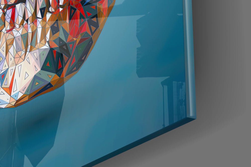 Geo Skull artwork anchoring a wall with bold futurist palette