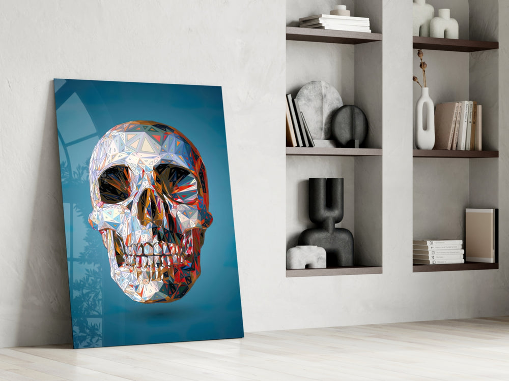 Geo Skull glass print enhancing a foyer with editorial drama