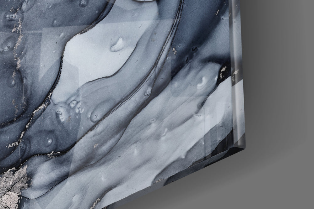 Storm Marble glass print enhancing a foyer with editorial drama