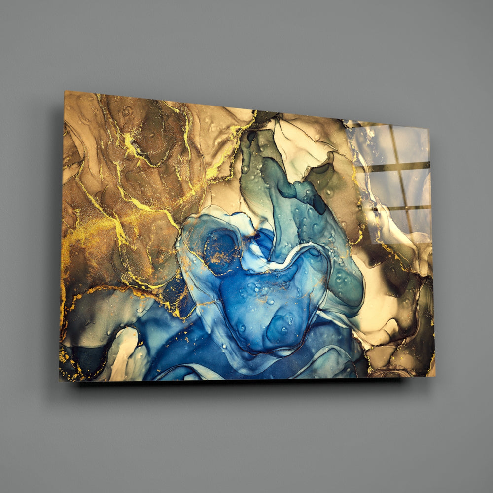 Alcohol-ink panel bringing luxe drama to a contemporary living space