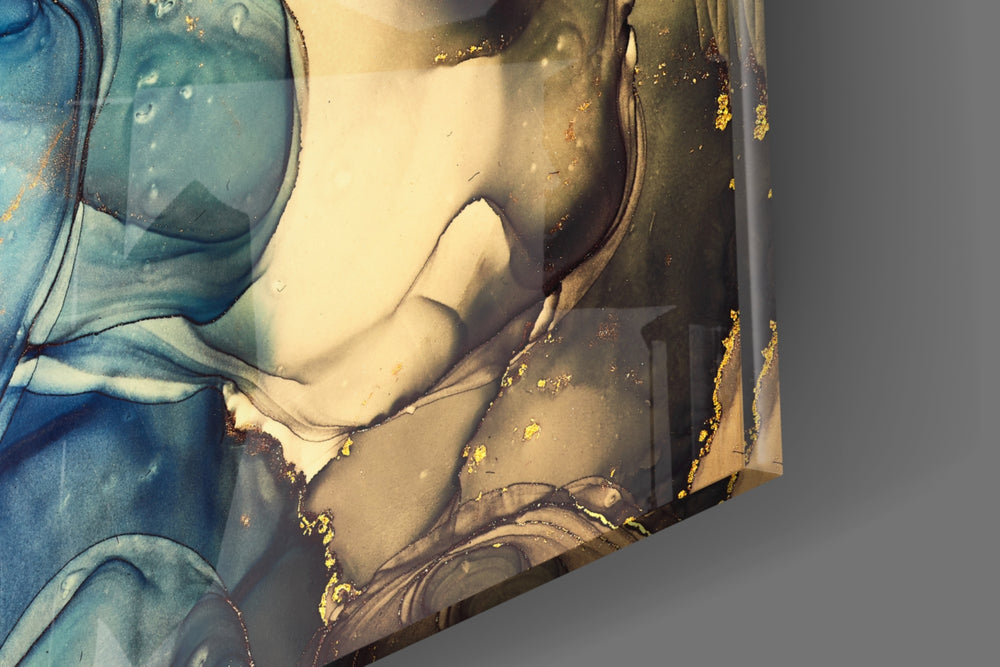 Sapphire Marble artwork anchoring a wall with bold luxe palette