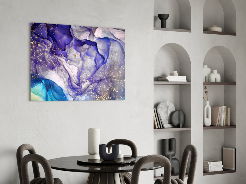 Amethyst Marble panel adding luxe mood to a master bedroom