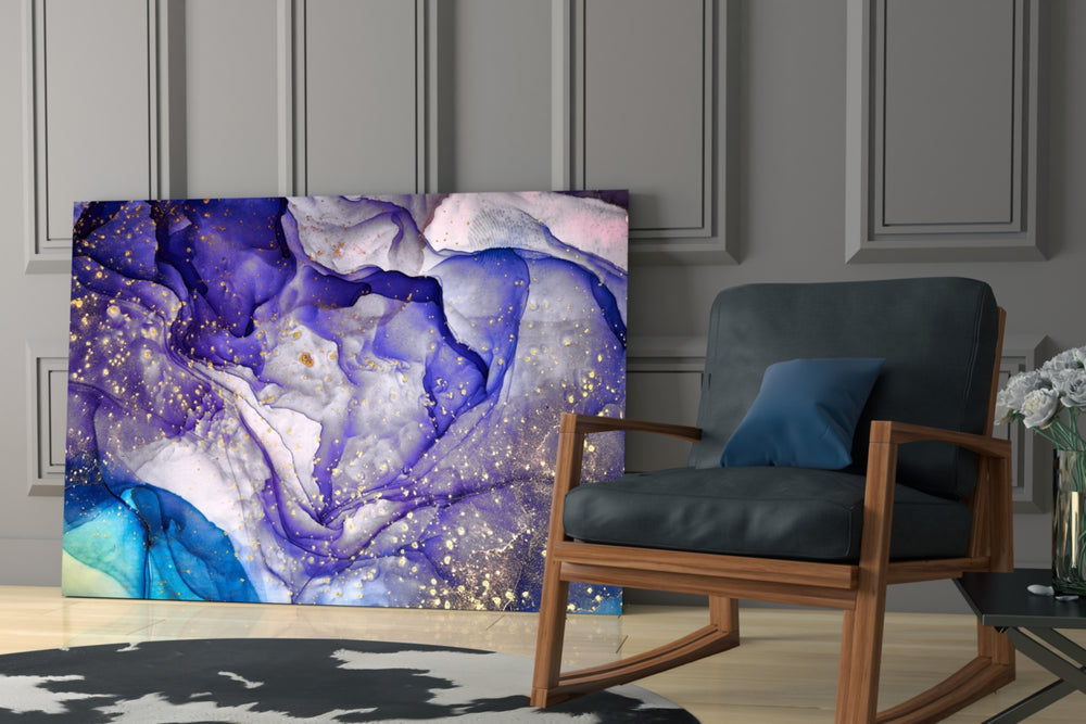 Amethyst Marble glass print enhancing a foyer with editorial drama