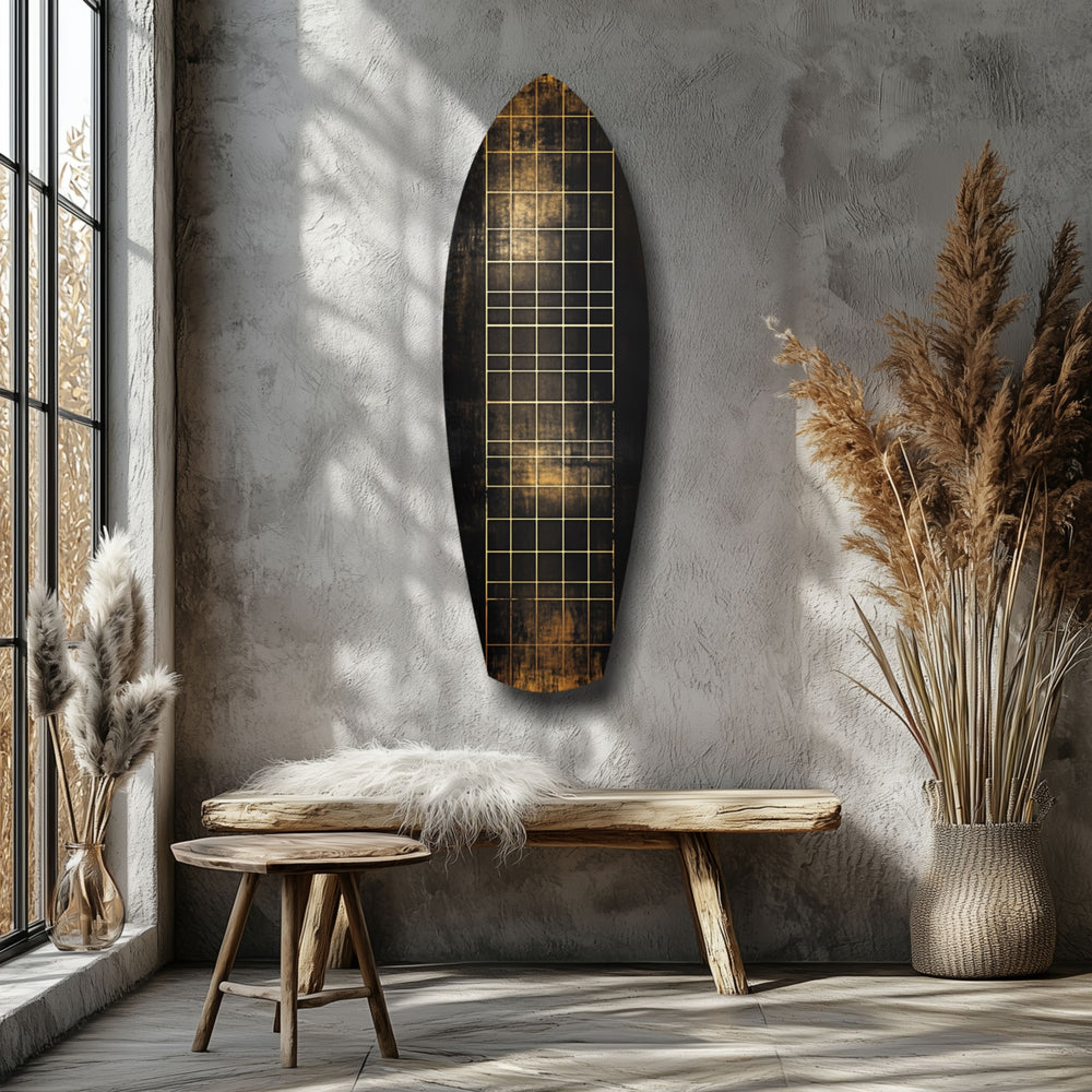 Golden Surf Reflection Glass Wall Art.