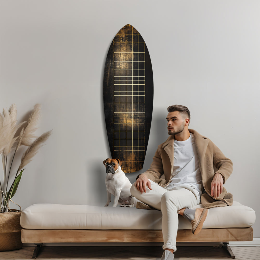 Golden Surf Reflection Glass Wall Art.